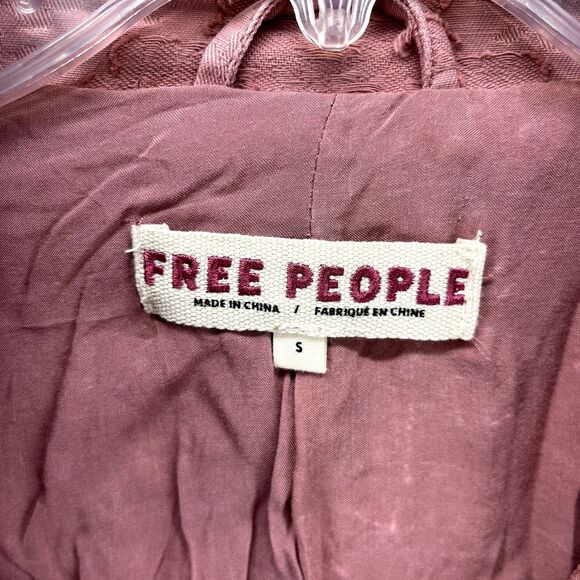 Free People Jacket Womens Small Pink James Jacquard Military Blazer - Picture 11 of 16